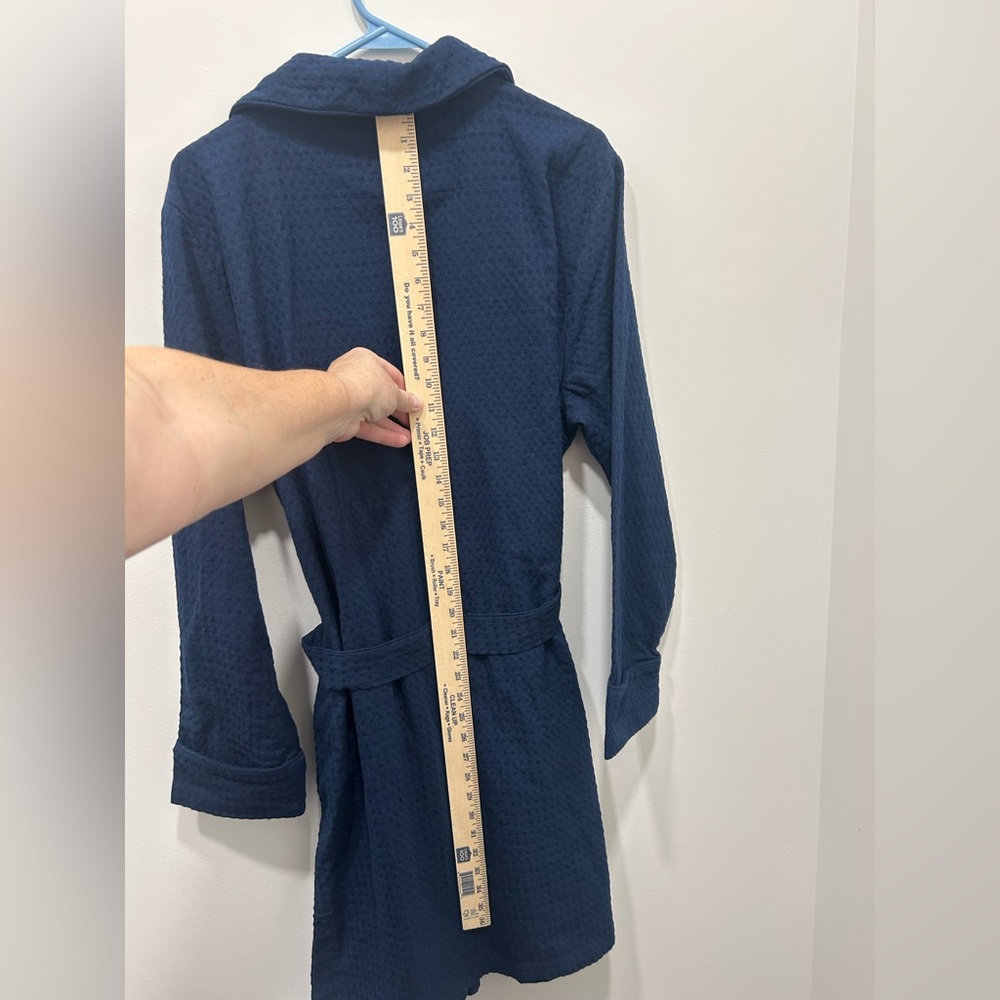 Land’s End Robe Women's XL Navy Waffle Resort Mid-Length Tie Front - Picture 7 of 8